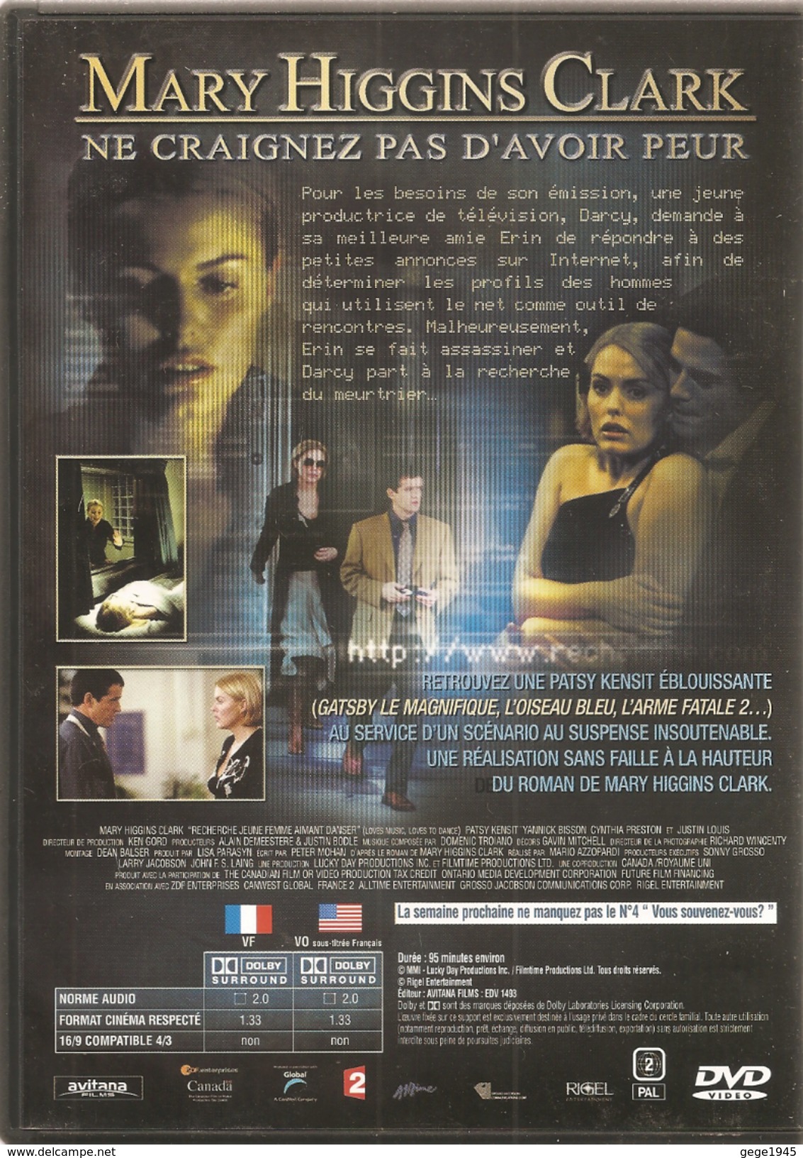 4 DVD  Mary Higgins  Ckark  N° 1 - N° 2 -  N° 3 - N° 4 - Policiers