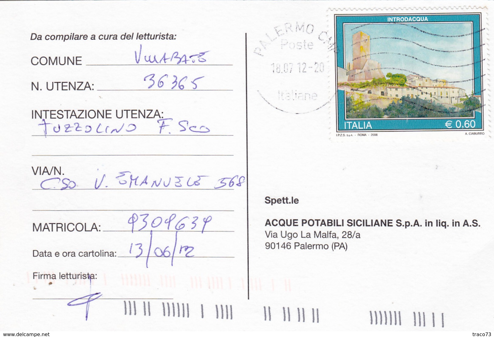 COMMEMORATIVO -  Card_ Cartolina Postale  / Cent. 0,60 Isolato - 2011-20: Storia Postale