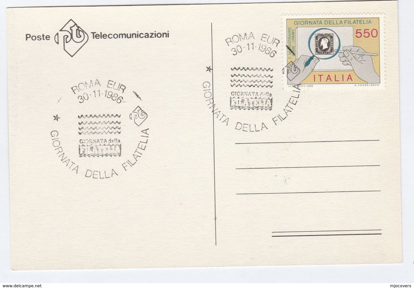 1986 ITALY EVENT COVER Card STAMP ON STAMPS  Philatelic Exhibition PHILATELIC DAY Postcard - Stamps On Stamps