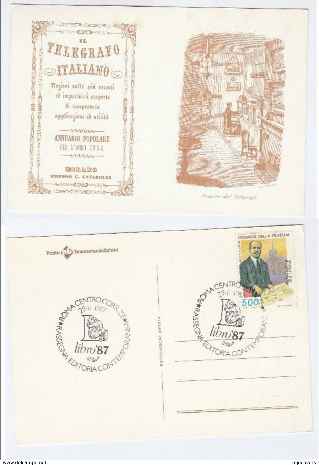 1987 TELEGRAPHO ITALIANO EVENT COVER Card  ITALY  Stamps Philately Telegraph Telecom Postcard - 1981-90: Marcophilia