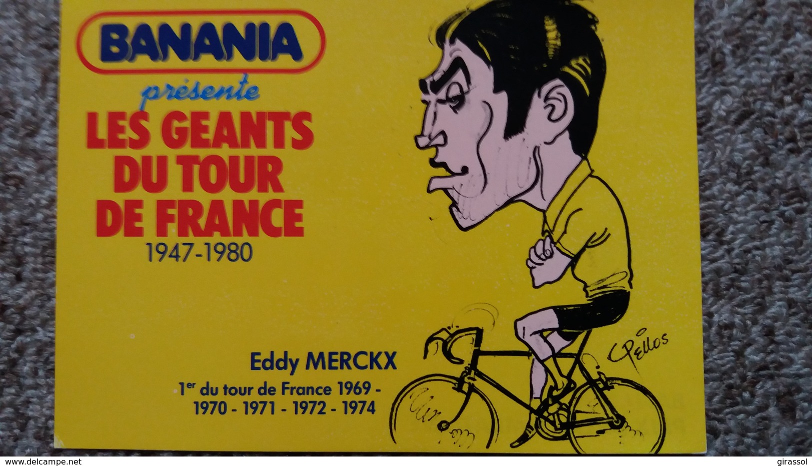 CPSM EDDY MERCKX 68 EME TOUR DE FRANCE CYCLISTE 1981 LES GEANTS DU TOUR BANANIA CYCLISME CARICATURE - Cyclisme