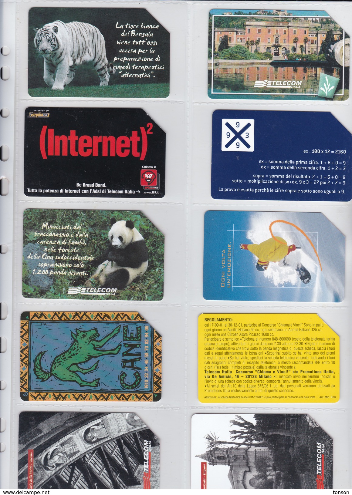 Italy, 10 Different Cards Number 25, Tiger, Panda, Sport, Zodiac, 2 Scans. - [4] Sammlungen
