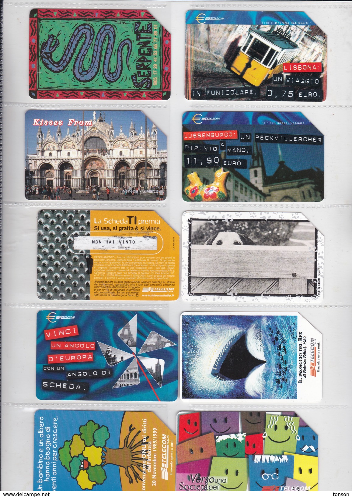 Italy, 10 Different Cards Number 26, Portugese Tram, Dog, Fellini, Unicef, Zodiac, 2 Scans. - Collezioni