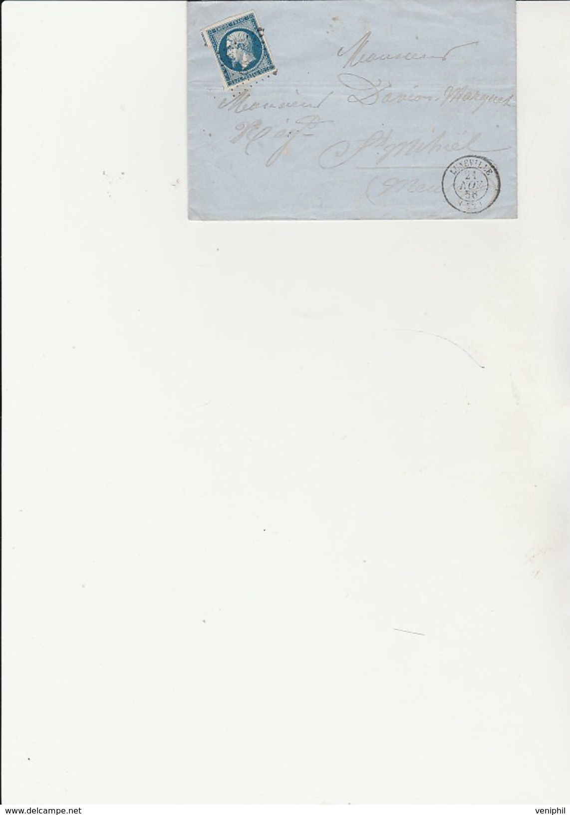 LETTRE AFFRANCHIE N° 14 OBLITERATION PC 1800 - LUNEVILLE -CAD 1856 - 1849-1876: Klassieke Periode