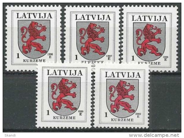 LETTLAND 1996 Mi-Nr. 371 5x 1996-2002 ** MNH - Lettland