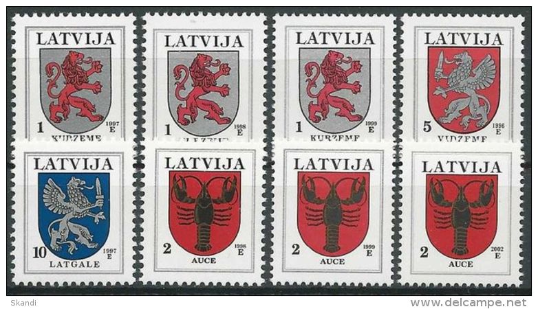 LETTLAND 1997 Mi-Nr. Freimarken Lot 8 Verschiedene ** MNH - Lettland