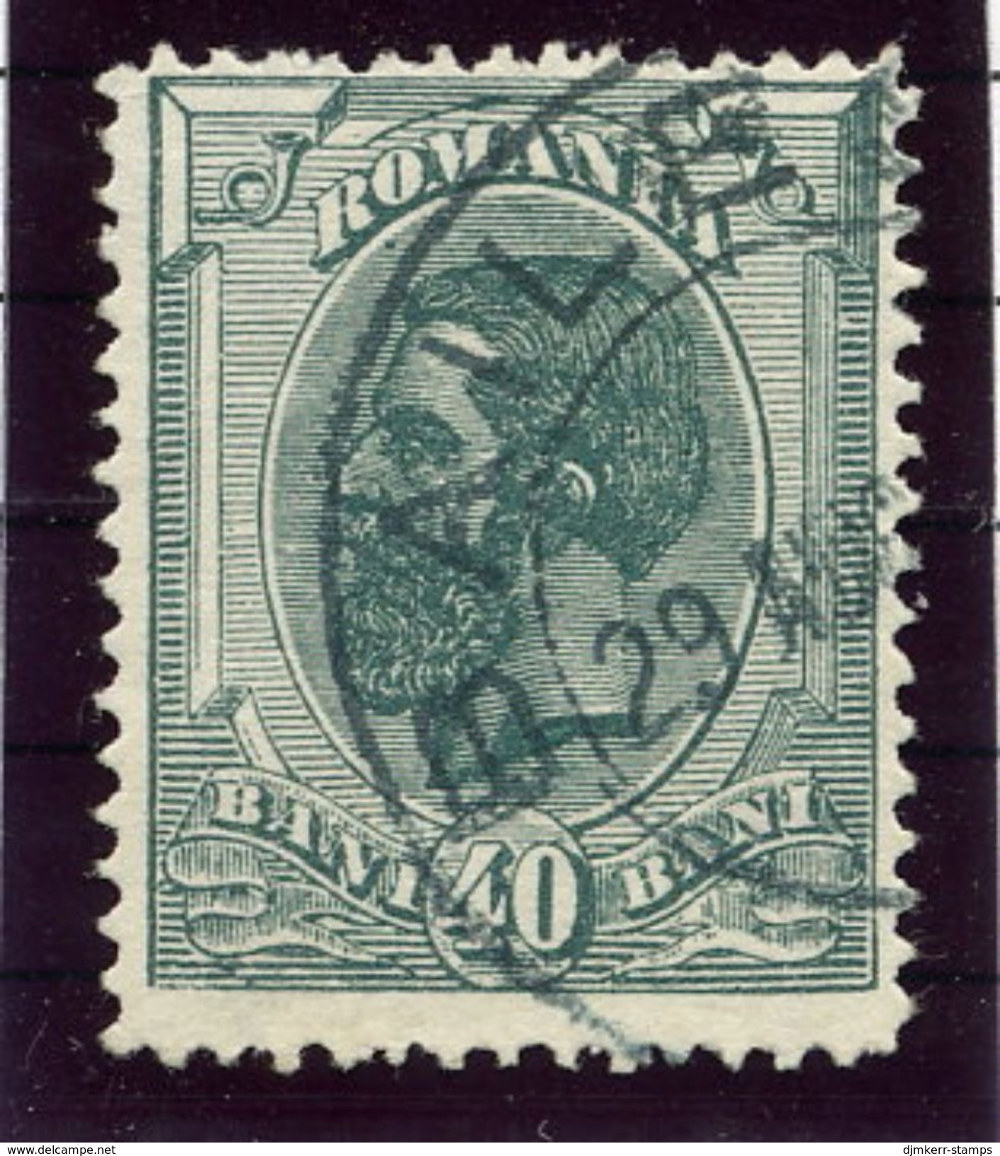 ROMANIA 1900 King Carol 40 B. With Part Of Sheet Margin Watermark, Used.  Michel 139  €80 - Gebraucht