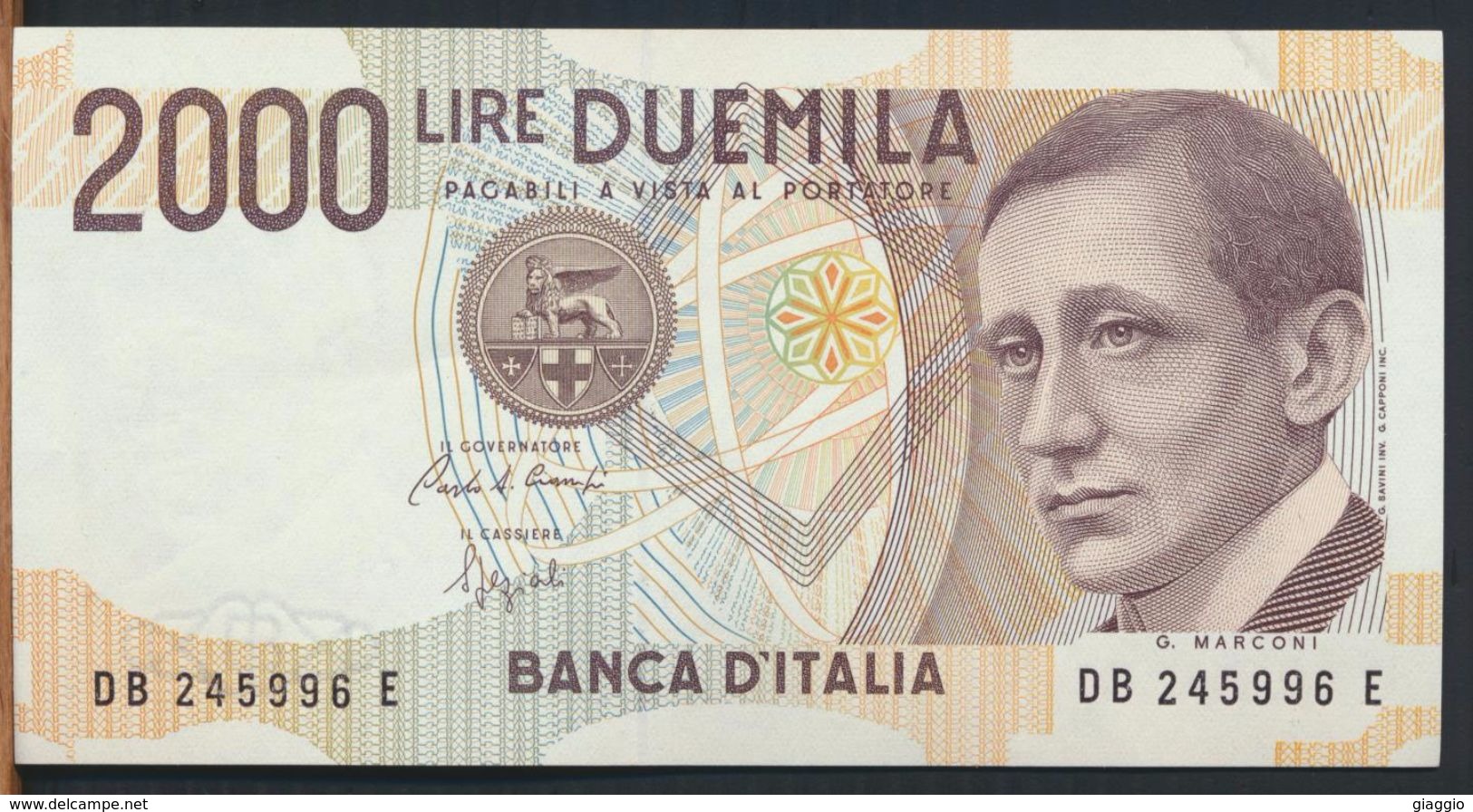 °°° ITALIA - 2000 LIRE G. MARCONI 06/03/1992 SERIE DB °°° - 1000 Lire