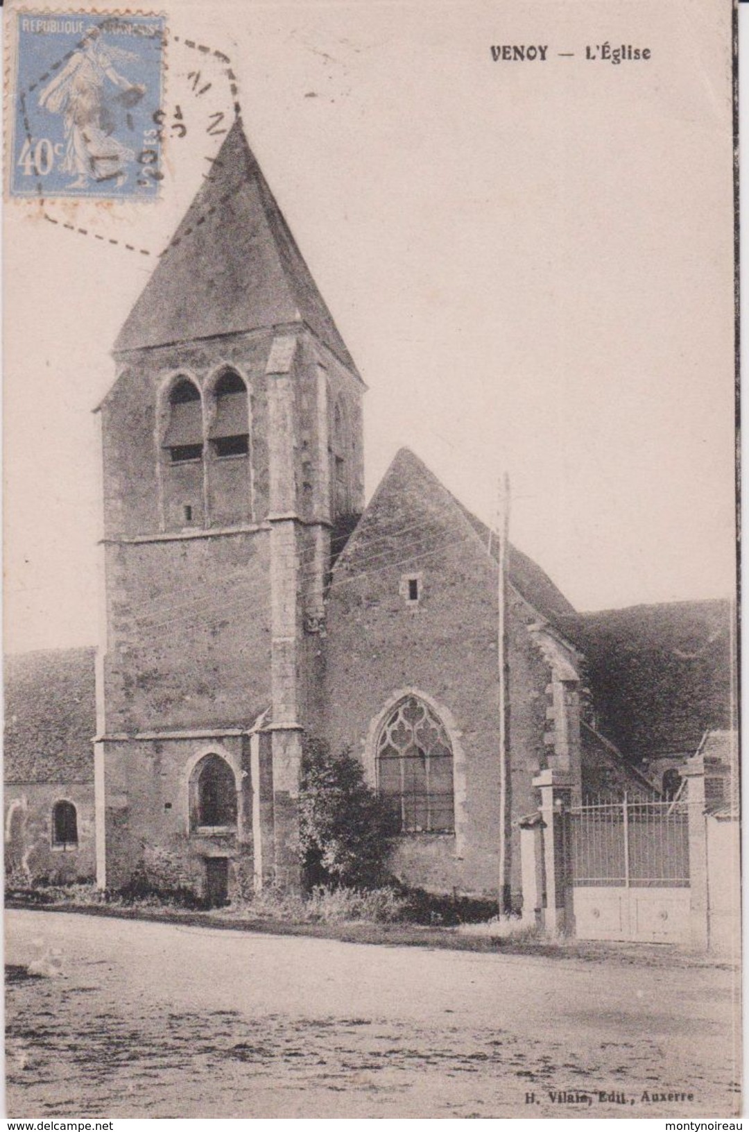LB 38 : Yonne :  VENOY : L  église  ( Avec   Timbre) - Venoy