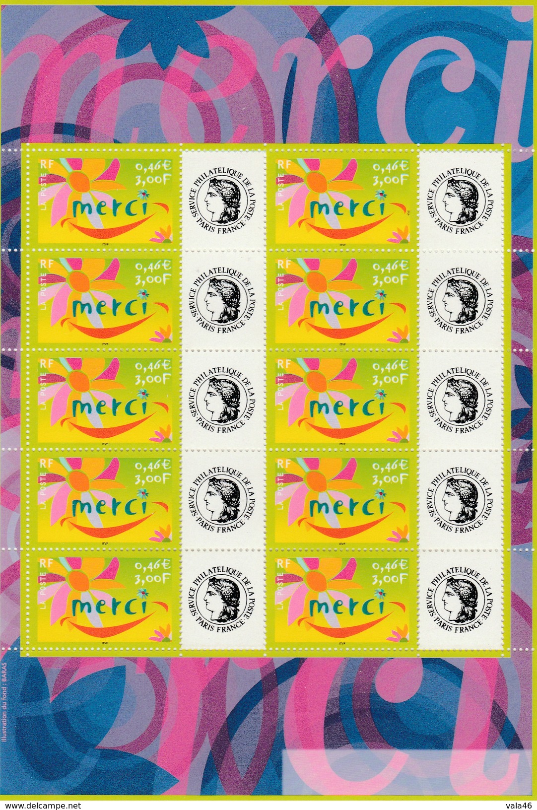 TIMBRES NEUFS   MERCI    AVEC VIGNETTE PERSONALISEE N° 3433 - Sonstige & Ohne Zuordnung