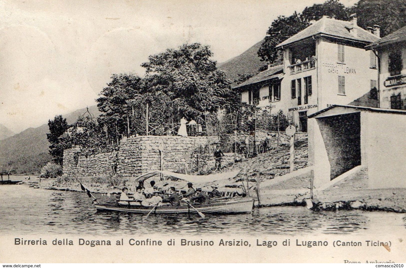 CARTOLINA DI  BRUSINO ARSIZIO BIRRERIA DELLA DOGANA AL CONFINE VIAGGIATA NEL 1910 - Brusino Arsizio