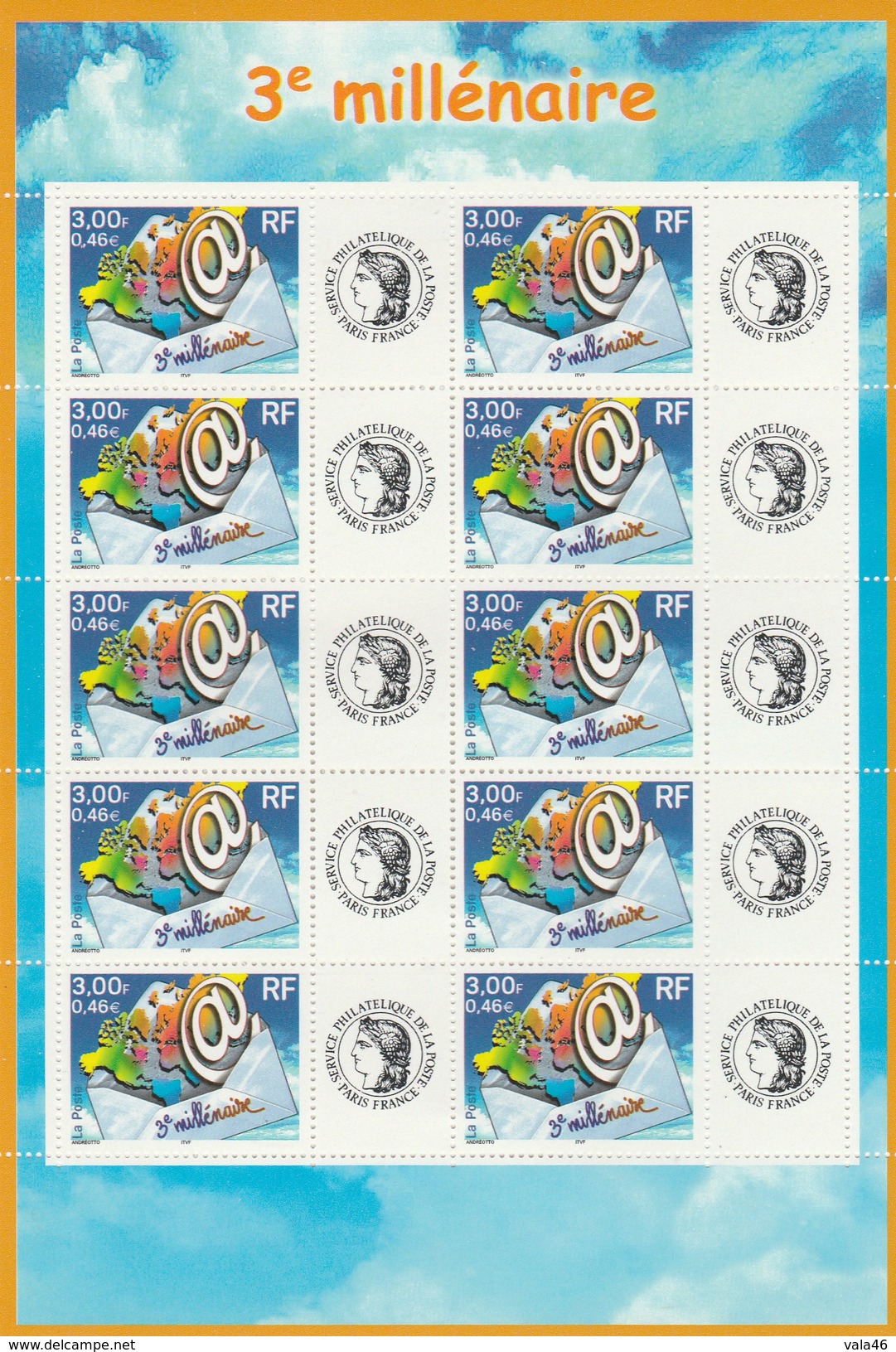 TIMBRES NEUFS  3è MILLENAIRE   AVEC VIGNETTE PERSONALISEE N° 3365A - Autres & Non Classés