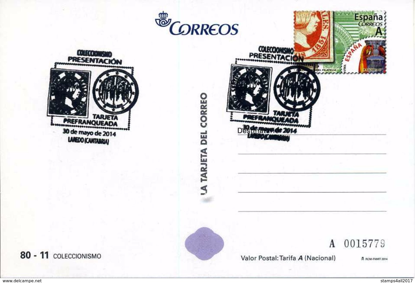 Tarjeta Exposiciones Regionales 2014. Spanish Regional Exhibitions Card 2014. Special Cancel From Laredo - Neufs