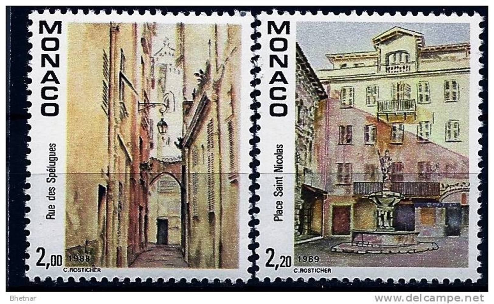 Monaco YT 1669 & 1670 " Vues Du Vieux-Monaco " 1989 Neuf** - Nuovi