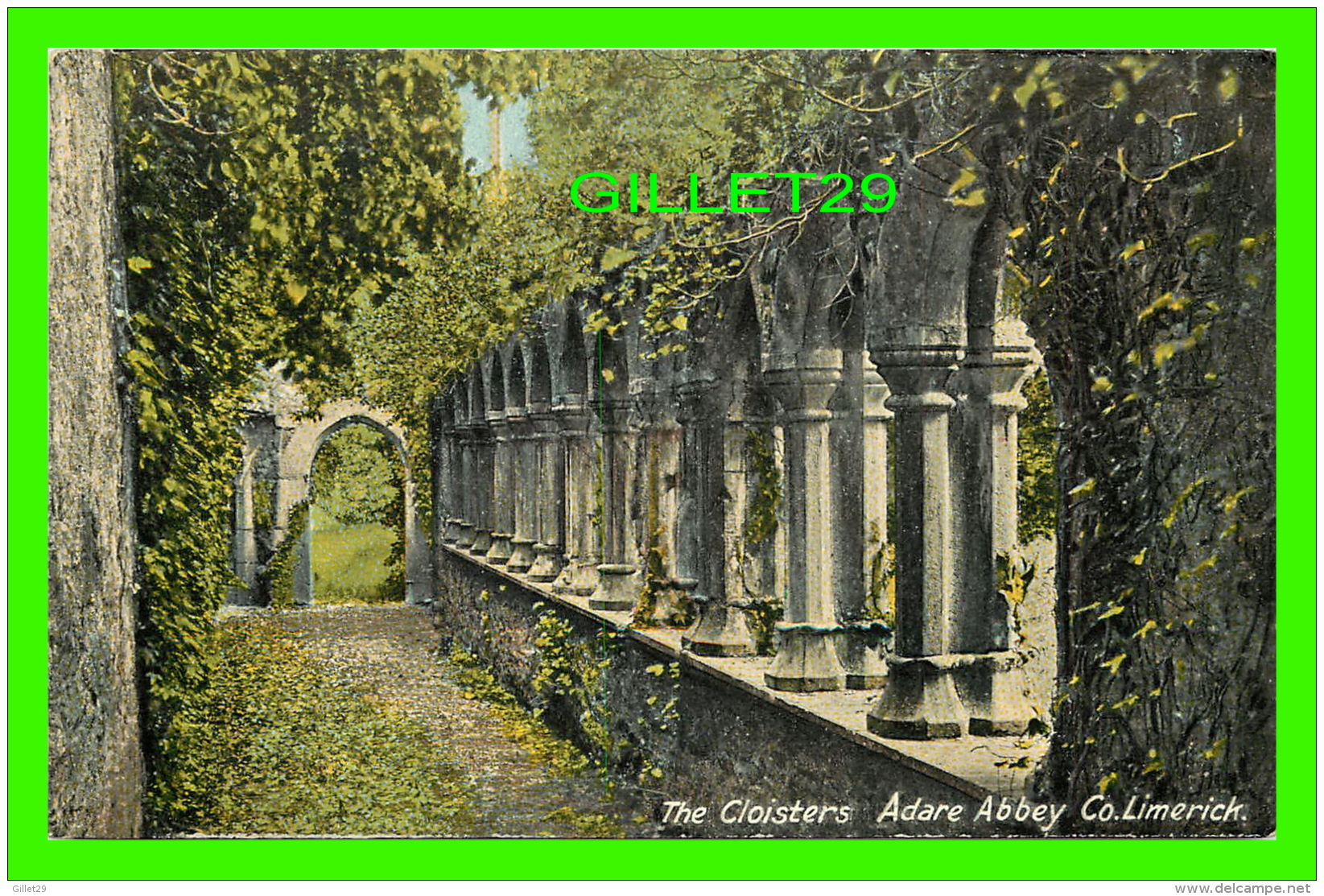 LIMERICK, IRLANDE - THE CLOISTERS, ADARE ABBEY - LAWRENCE, PUBLISHER - - Limerick