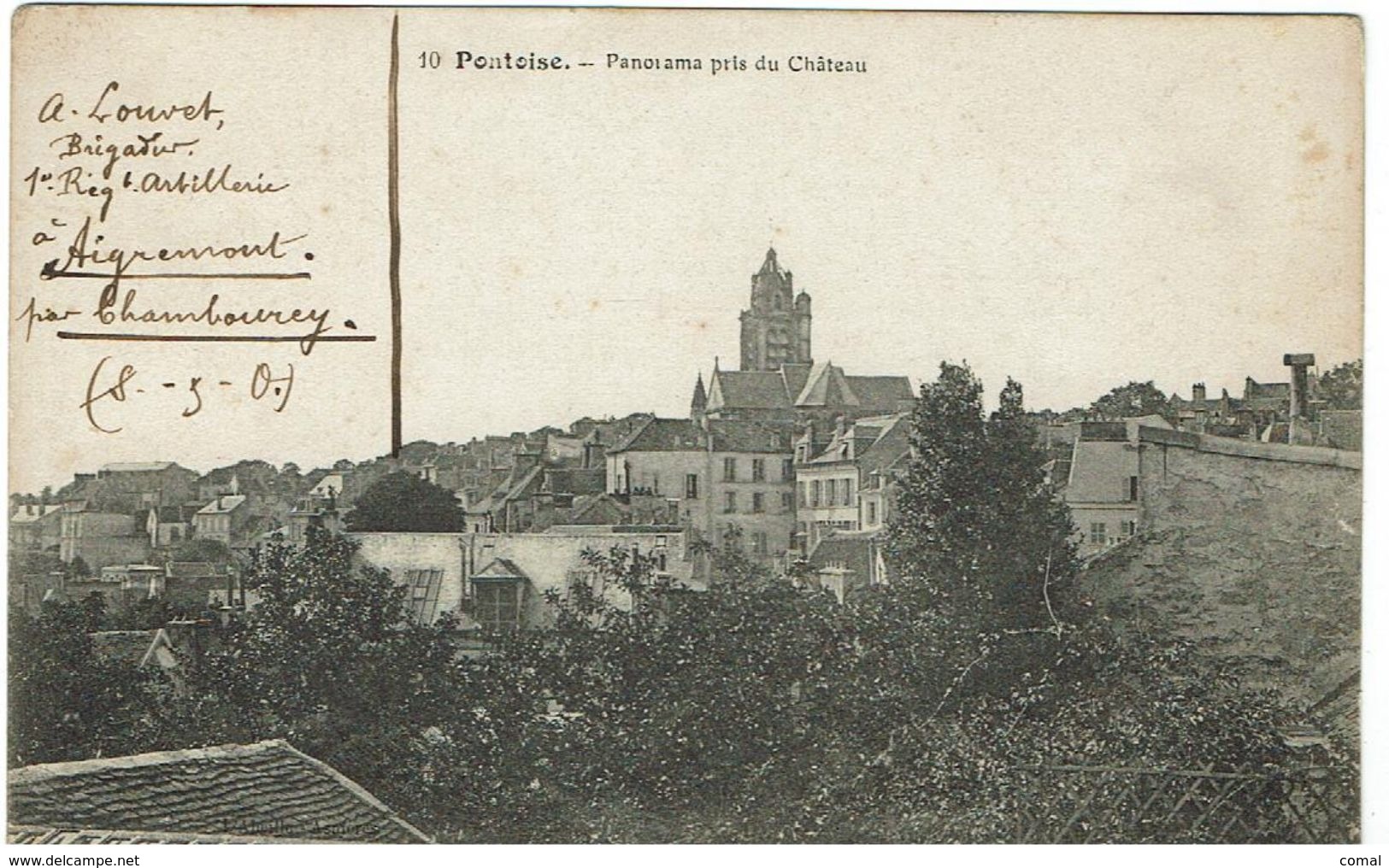 CPA -95  PONTOISE  - Panorama Pris Du Château - 1915 - Tampon Régiment D'Artillerie à Pied- - Pontoise