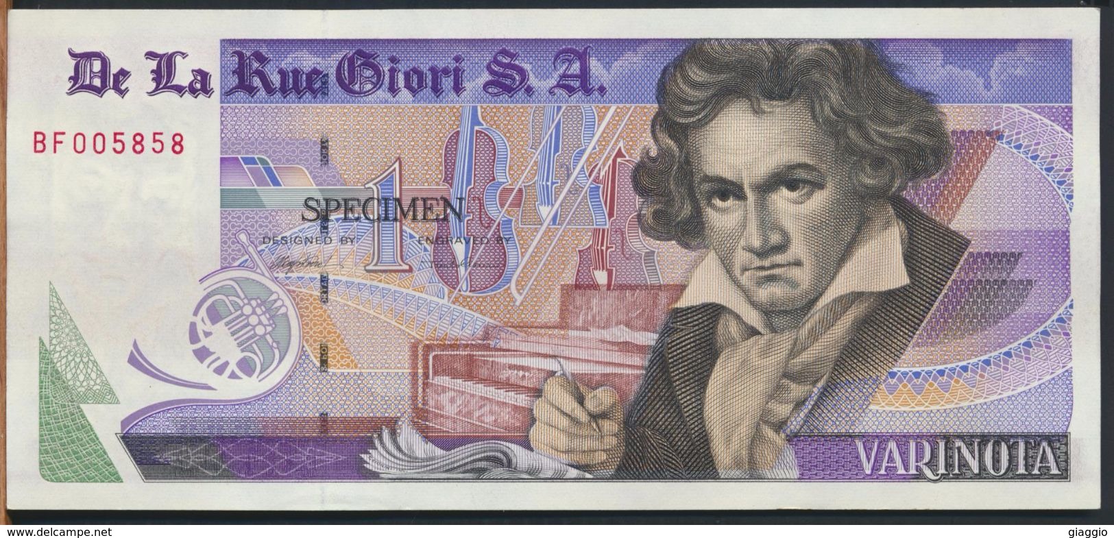 °°° SPECIMEN TEST VARINOTA BEETHOVEN - DE LA RUE GIORI S.A. °°° - Specimen