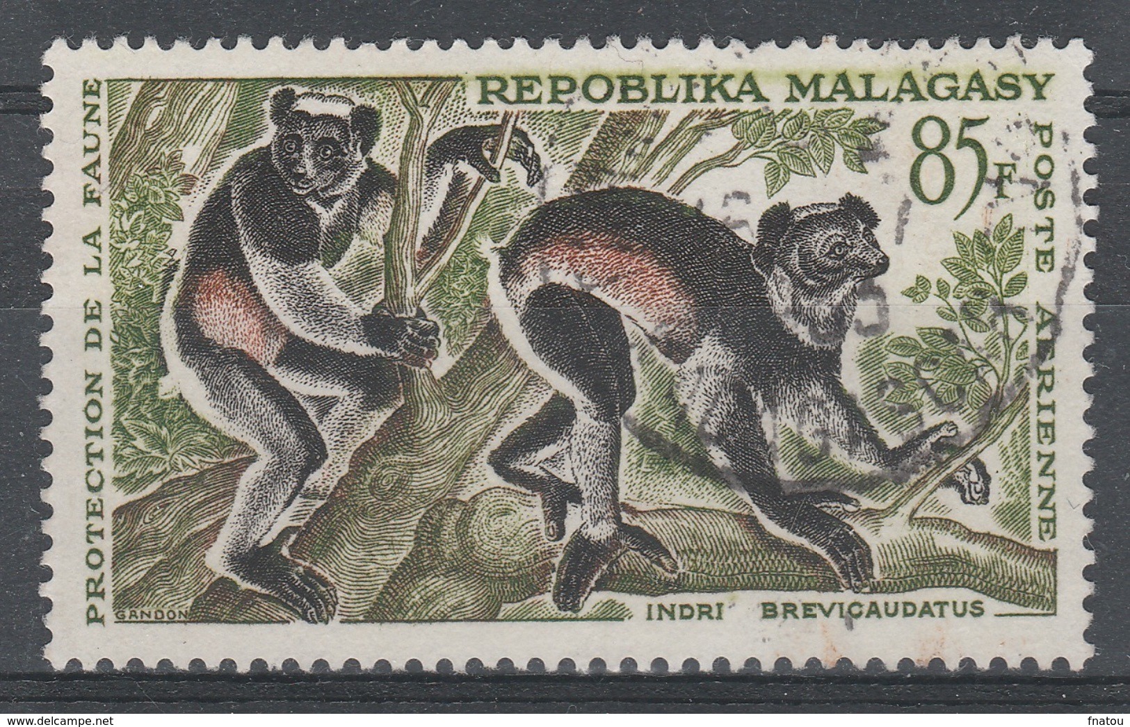 Madagascar, Lemur, Indri, Babakoto, 1961, VFU  Airmail - Madagascar (1960-...)