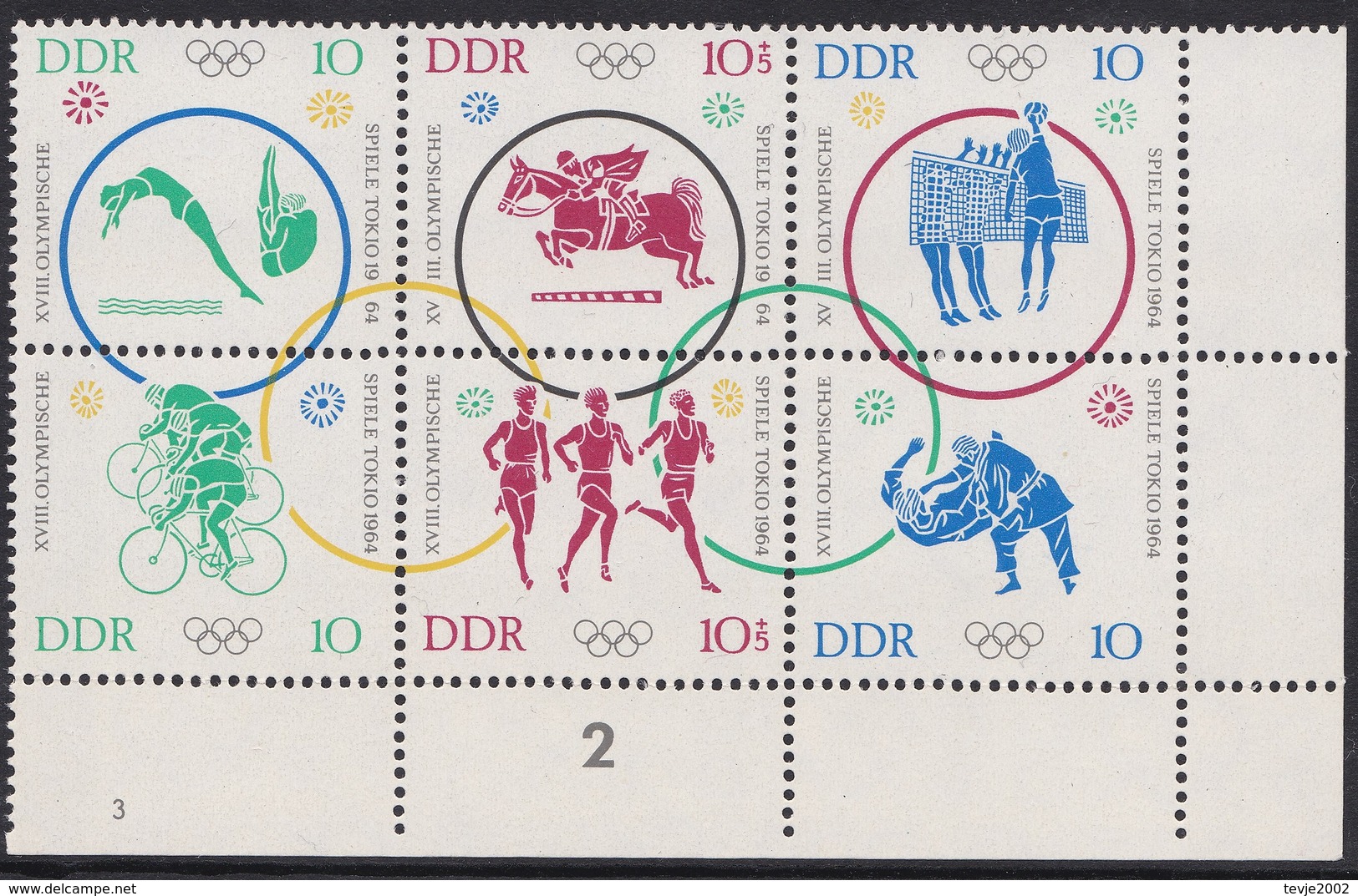 Fh_ DDR - Mi.Nr. 1039 - 1044 Sechserblock Eckrand - Postfrisch MNH - Ungebraucht