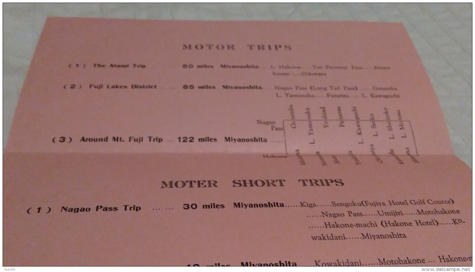 Fujiya Hotel, Japan, Brochure Tour Schedule Map &amp; Welcome Letter, Hospitality Japan Tourism c1930s Documents