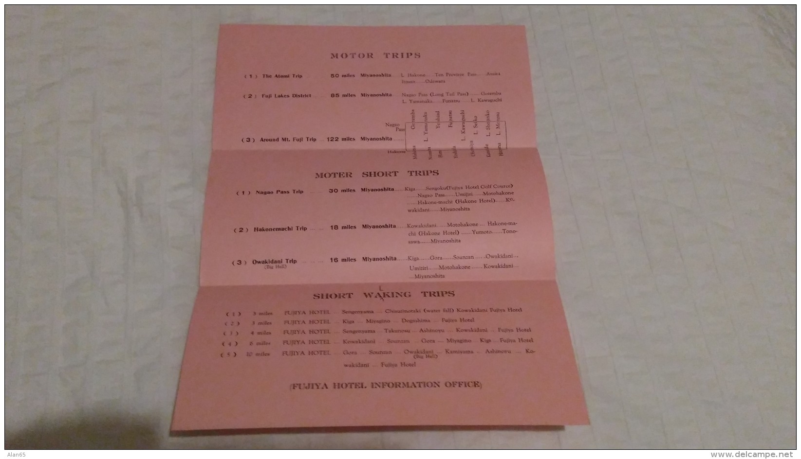 Fujiya Hotel, Japan, Brochure Tour Schedule Map &amp; Welcome Letter, Hospitality Japan Tourism c1930s Documents