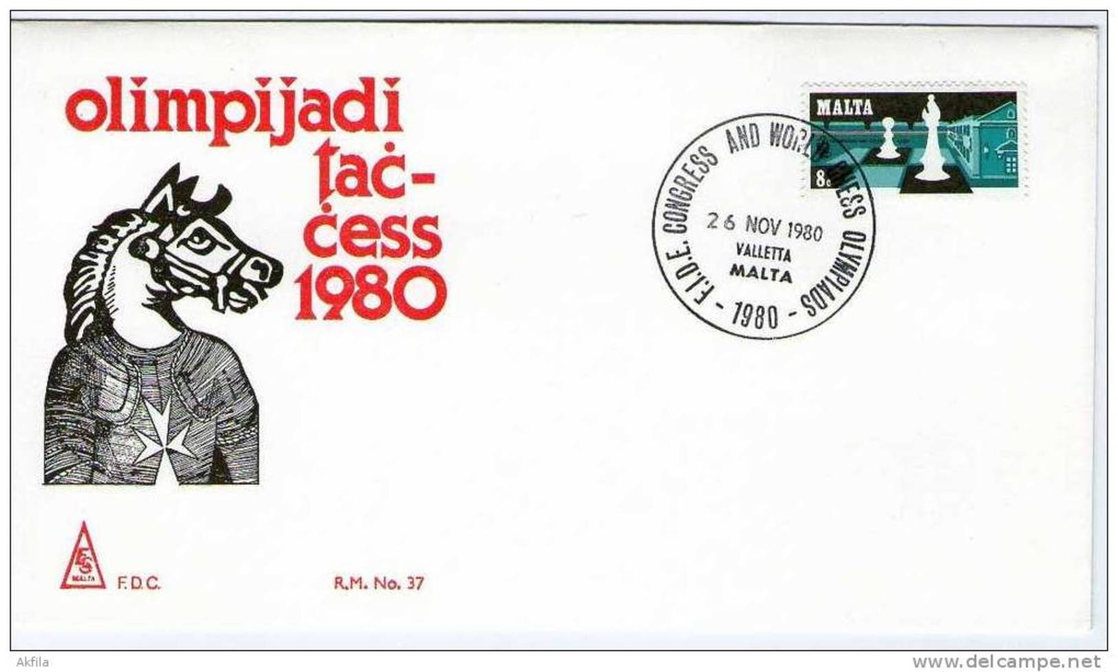 Chess Malta 1980 Chess Olympiads, Cover - Malte