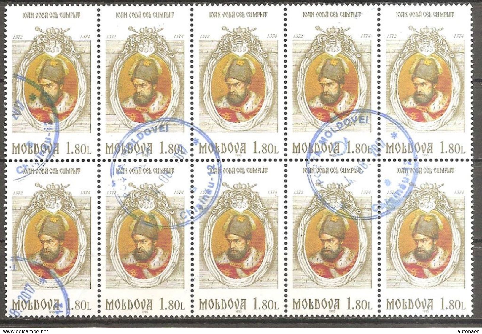 Moldawien Moldau Moldova Moldavie 1995 Kings Herrscher Michel No. 176 10er-Bogen Gestempelt Used Cancelled Obliteré Oo - Moldawien (Moldau)