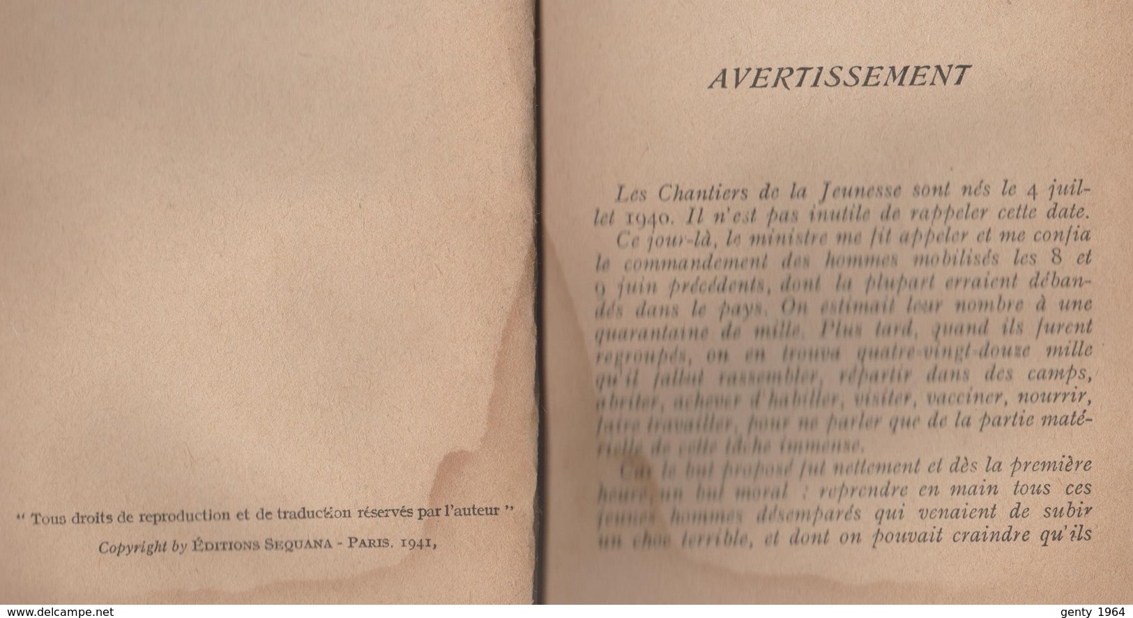 Livre : Un An De Commandement Des Chantiers De La Jeunesse  Joseph De LA PORTE DU THEIL 1941 - Francés