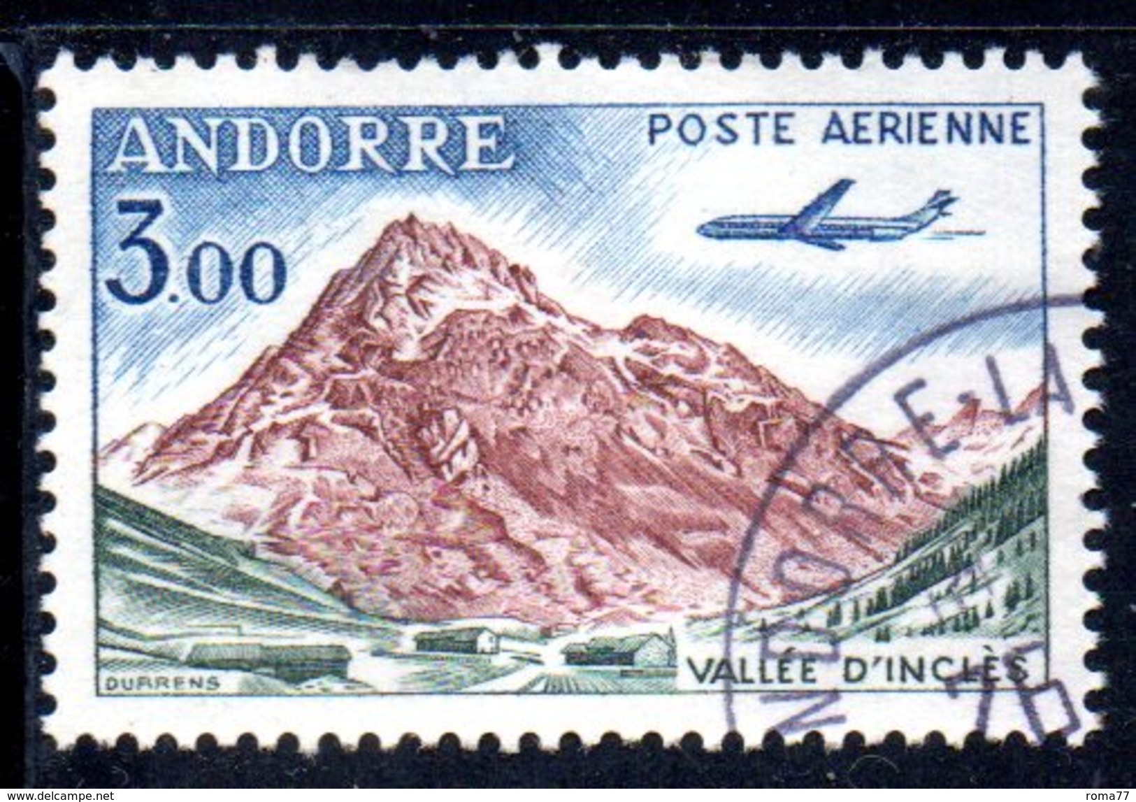 Y2014 - ANDORRA 1961 , Posta Aerea Unificato N. 6 Usato . - Posta Aerea