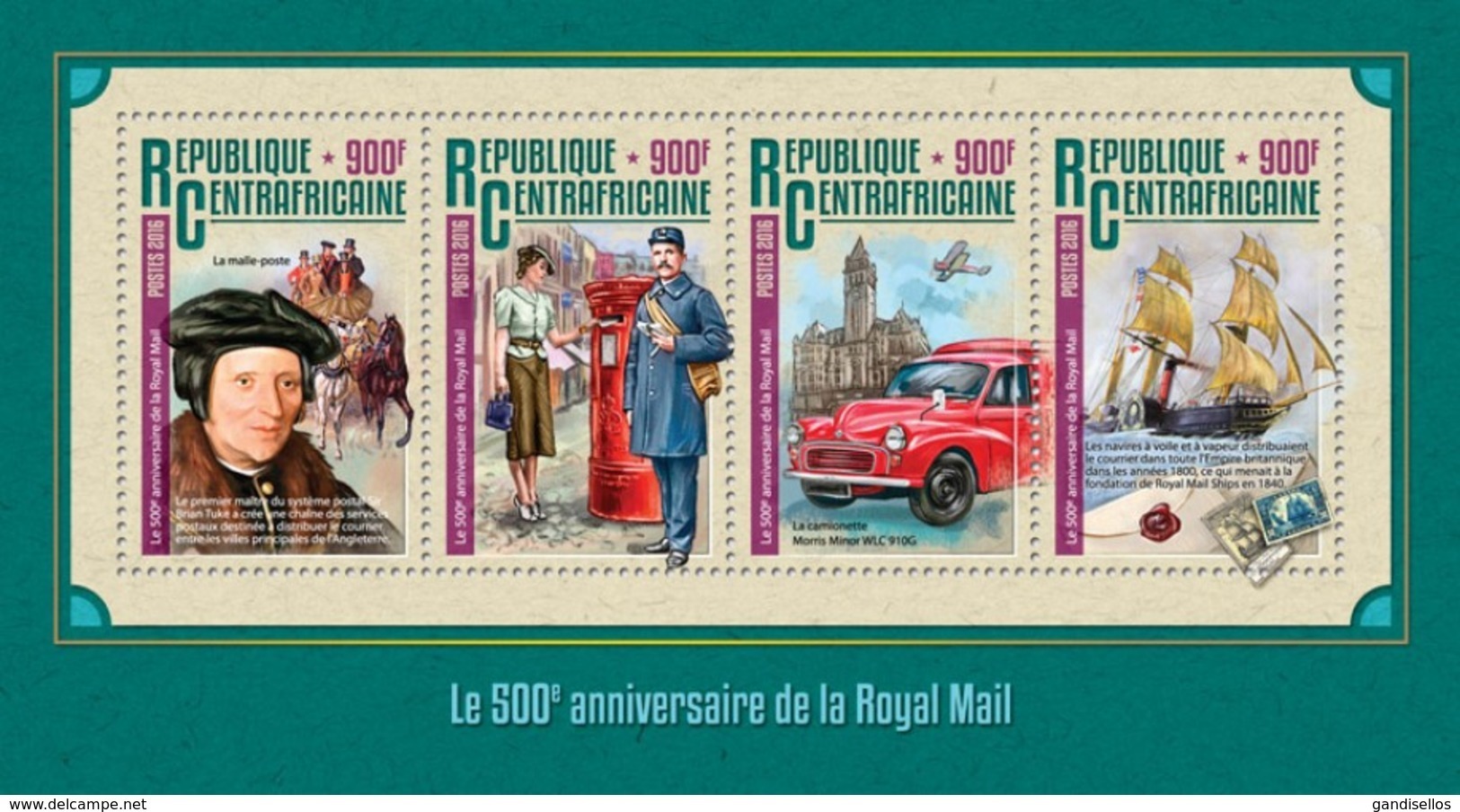 CENTRAFRICAINE 2016 SHEET ANNIVERSARY ROYAL MAIL Ca16207a - Centrafricaine (République)