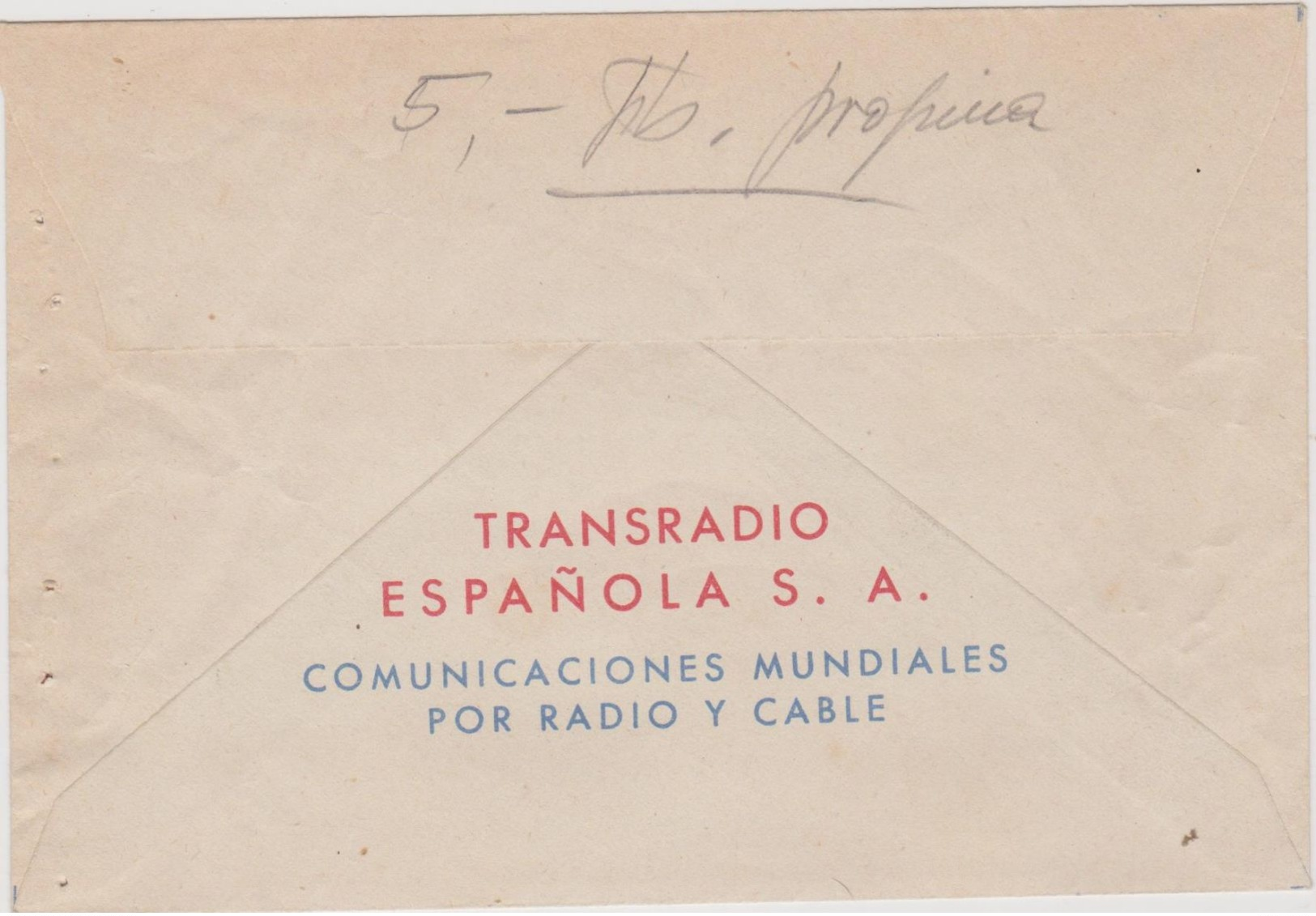 Ref.4. España. Sobre Para Telegrama VIA TRANSRADIO. Tema Aguinaldo - Otros & Sin Clasificación