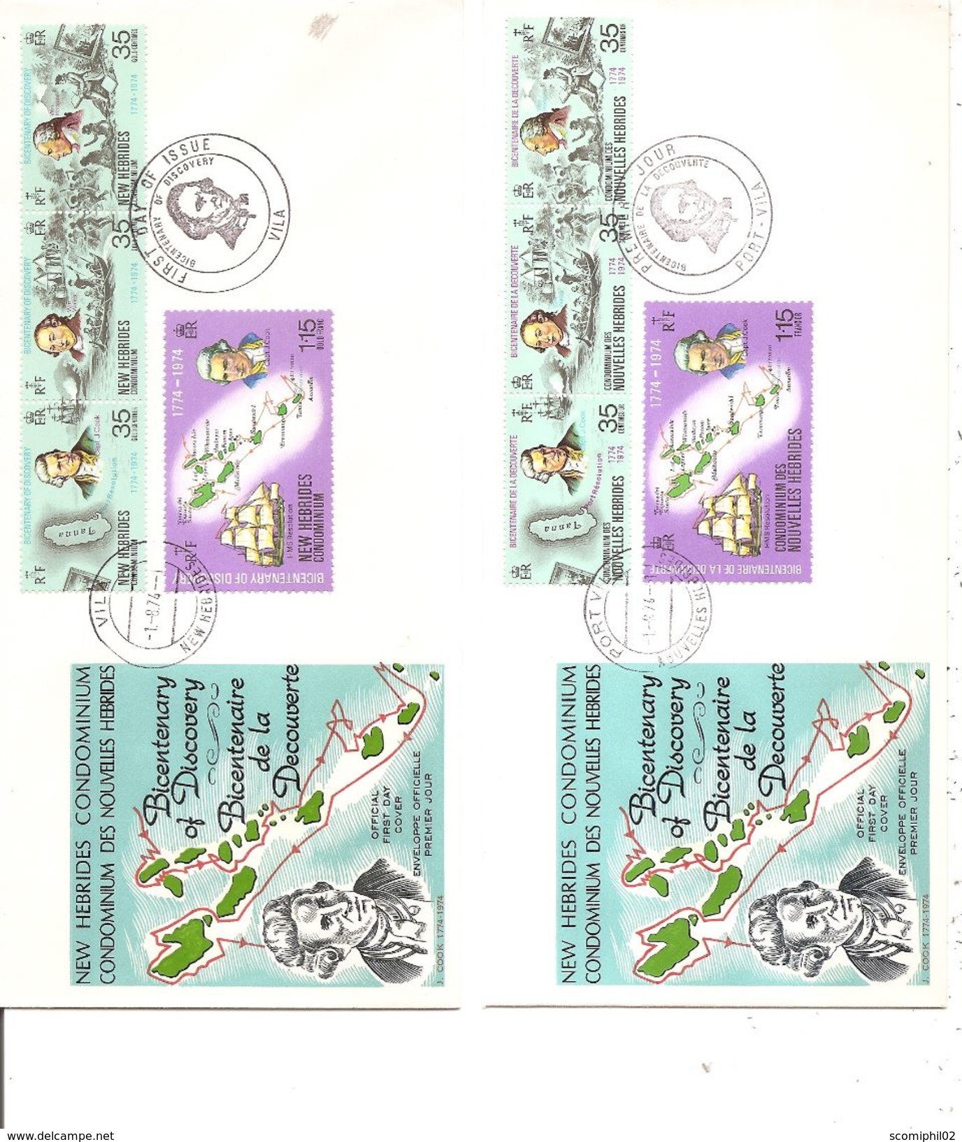 Nouvelles -Hébrides - Explorateurs - Cook  (  2 FDC De 1974 à Voir) - FDC