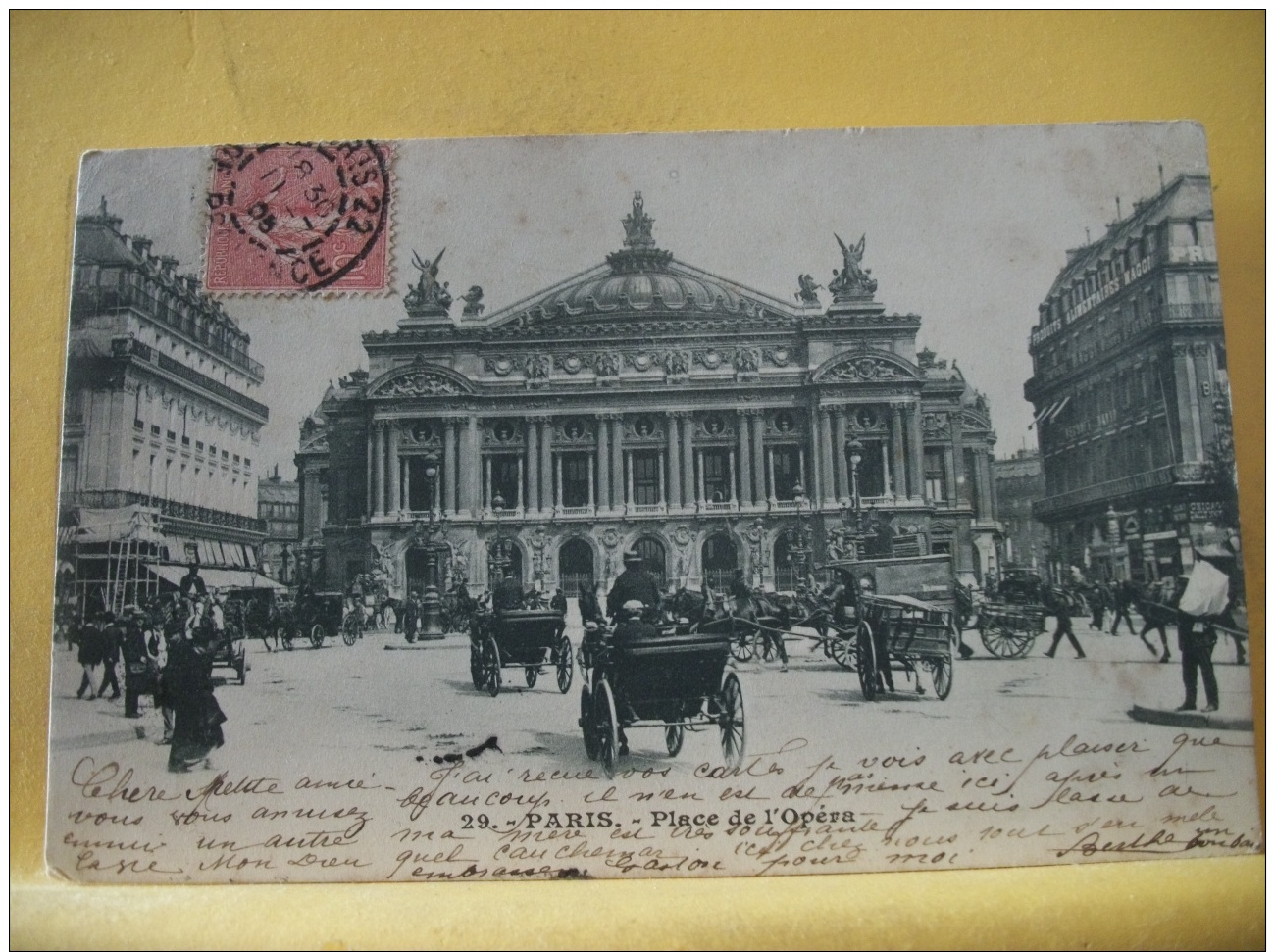 B13 1014  CPA 1905 - 75 PARIS - PLACE DE L'OPERA - BELLE ANIMATION CALECHES (+ 20.000 CARTES MOINS 1 &euro;) - Squares