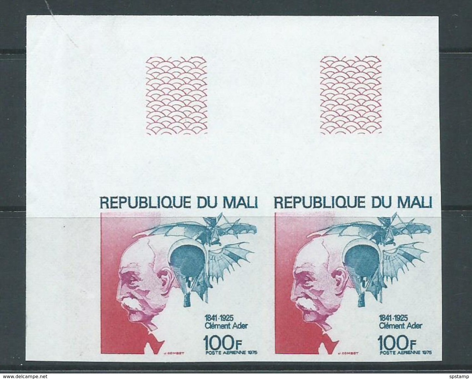 Mali 1975 Clement Ader 100 Fr Imperforate Pair Marginal MNH BDF - Mali (1959-...)