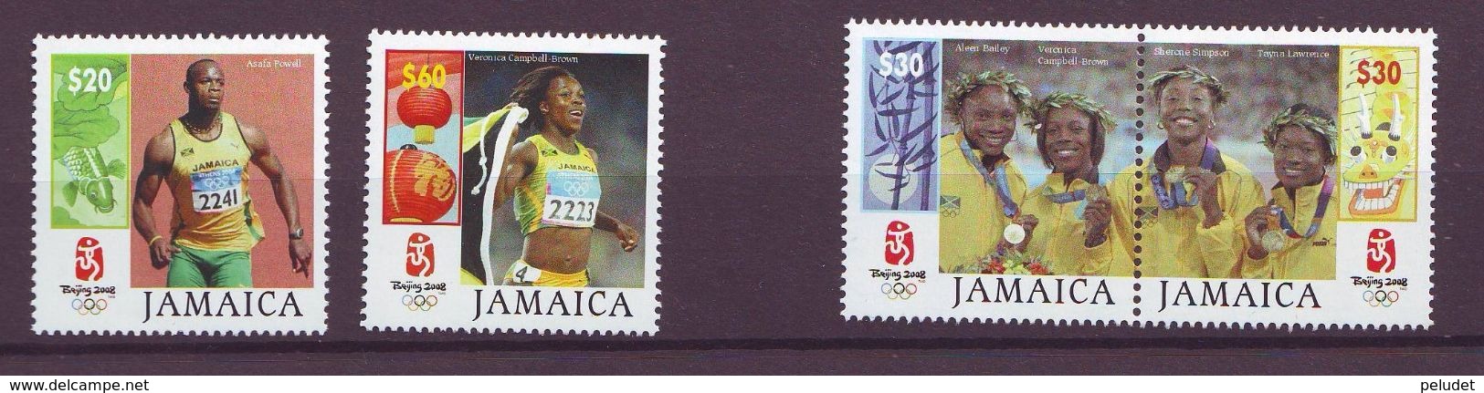 Jamaica 2008 Olympic Games - Beijing, China - 4v ** Mi 1147-1150, Sn 1078-1709a-b-1080, Yt 1143-1146, Sg 1145-1148 - Jamaica (1962-...)