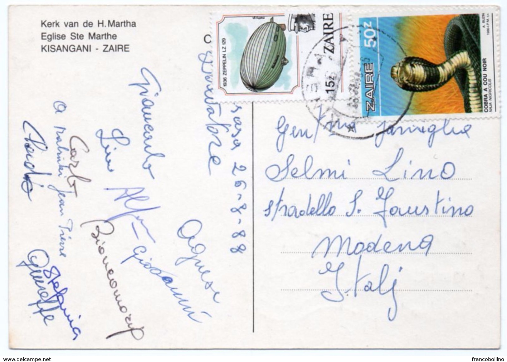 ZAIRE/CONGO - KISINGANI EGLISE STE MARTHE / THEMATIC STAMPS-ZEPPELIN / SNAKE (COBRA) - Altri & Non Classificati