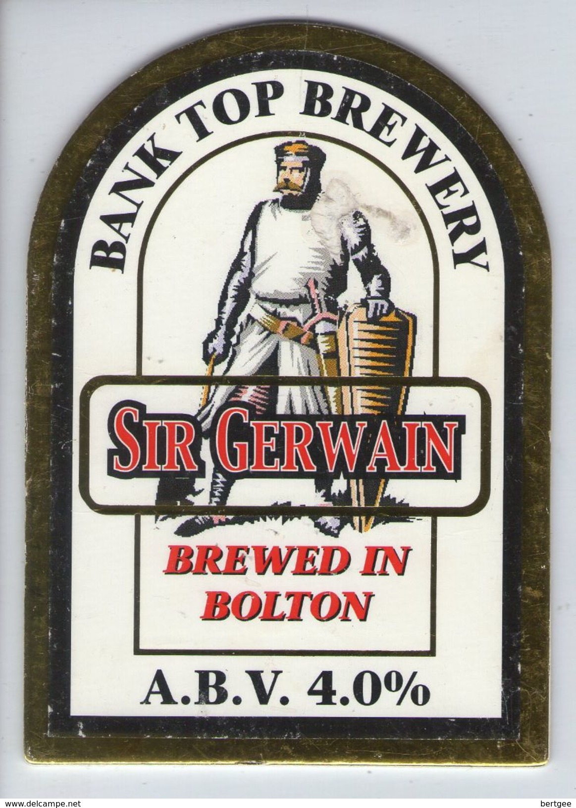 BANK TOP BREWERY (BOLTON, ENGLAND) - SIR GERWAIN - PUMP CLIP FRONT - Signs