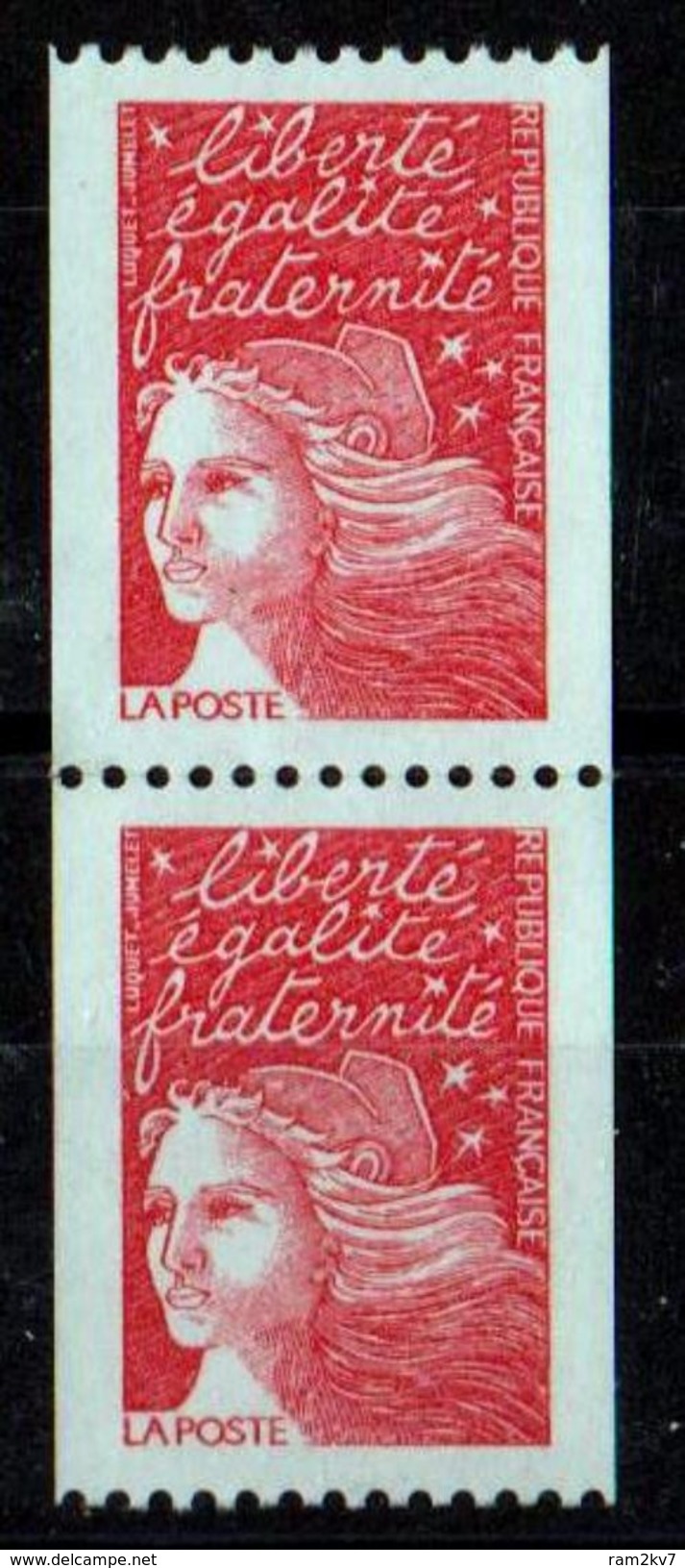 FRANCE ROULETTE TVP ROUGE N° 3086d TYPE I NUMEROS ROUGES MULTIPLES - Coil Stamps