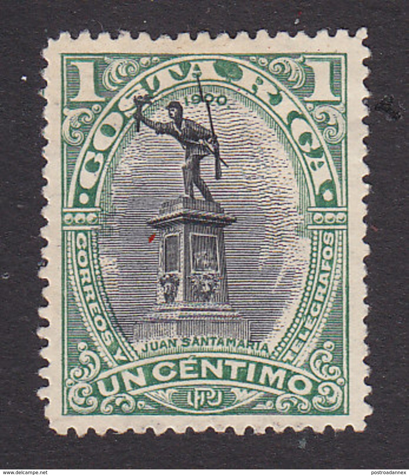 Costa Rica, Scott #45, Mint No Gum, Statue Of Juan Santamaira, Issued 1901 - Costa Rica