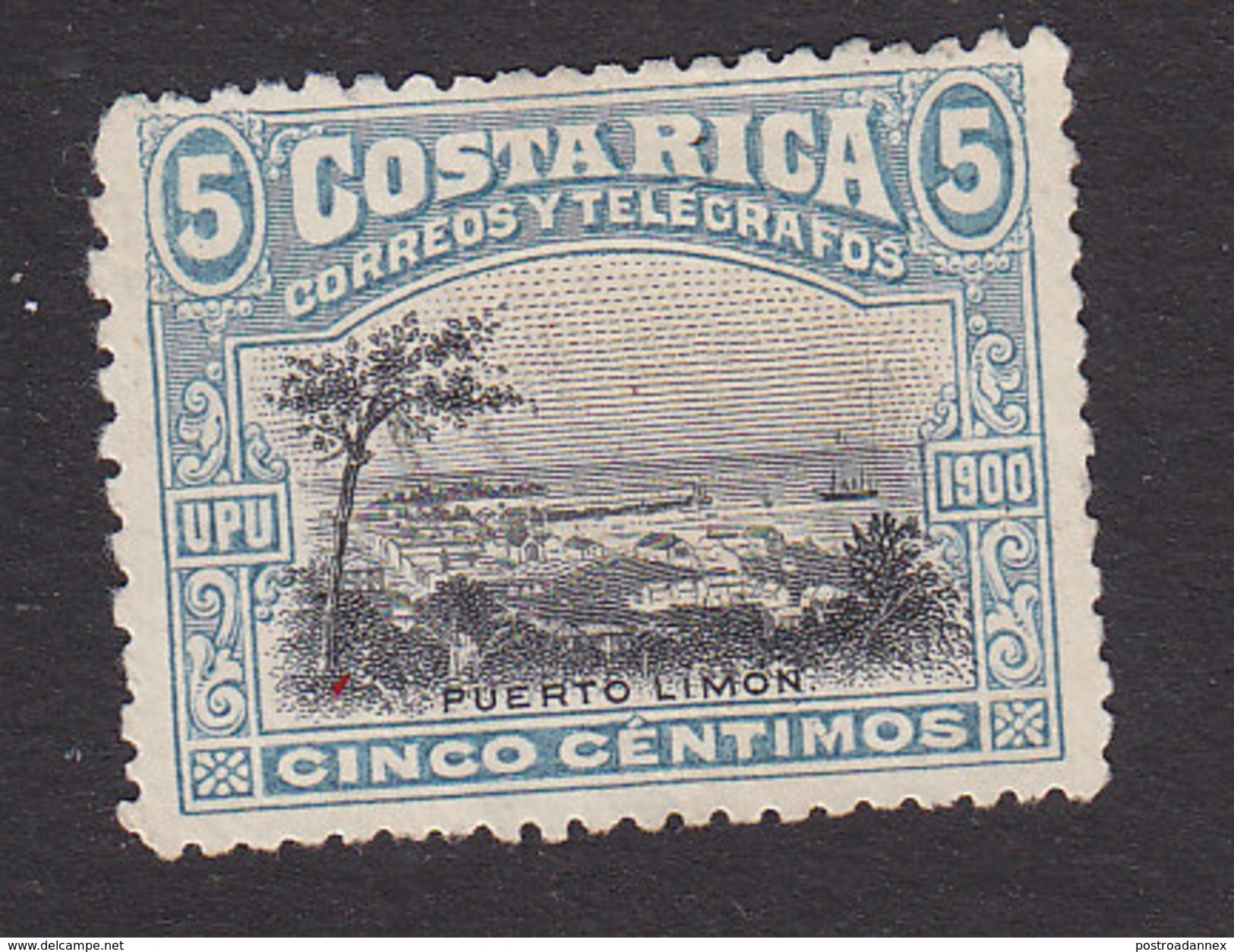 Costa Rica, Scott #47, Mint No Gum, View Of Port Limon, Issued 1901 - Costa Rica