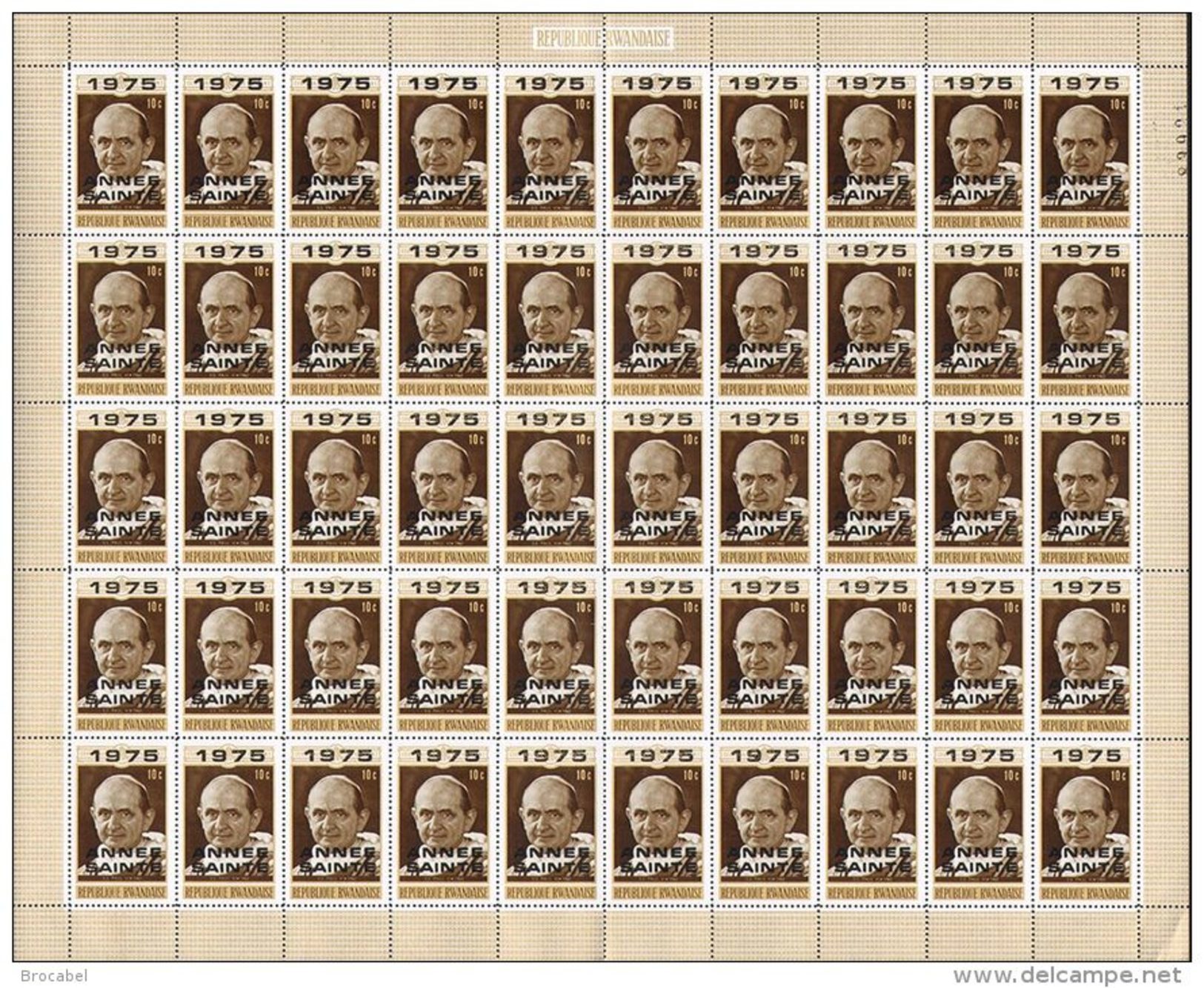 Rwanda 0641**  10c Année Sainte St. Paul VI  -  Feuille /sheet Of 50 MNH - Neufs