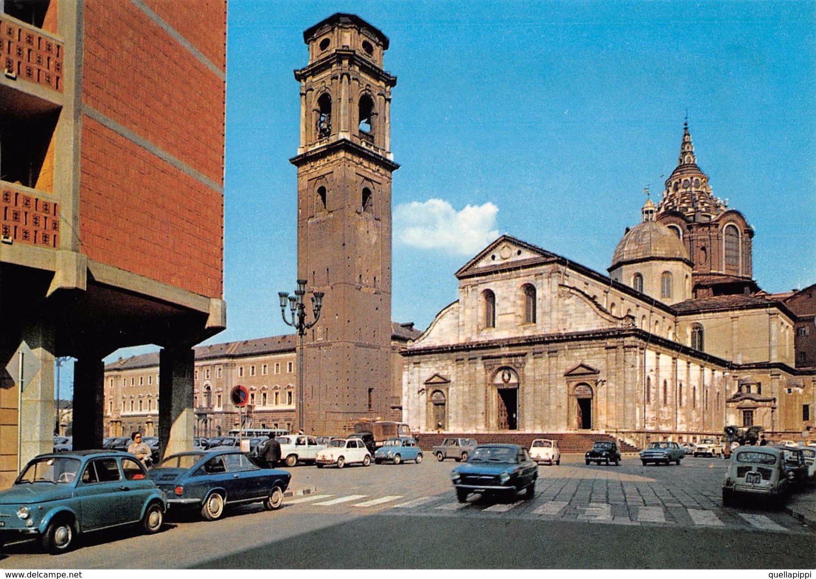 D7017 " ORINO - DUOMO S.G. BATTISTA-CAMPANILE E CAPPELLA DELLA SINDONE" ANIMATA, AUTO '70, S.A.C.A.T 316  CART  NON SPED - Churches