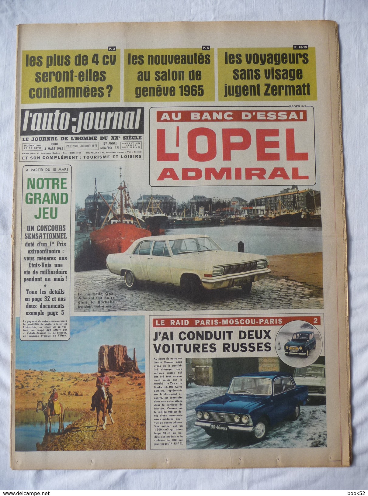 L'AUTO-JOURNAL De 1965 - N° 0371 - A La Une : L'OPEL ADMIRAL - Auto