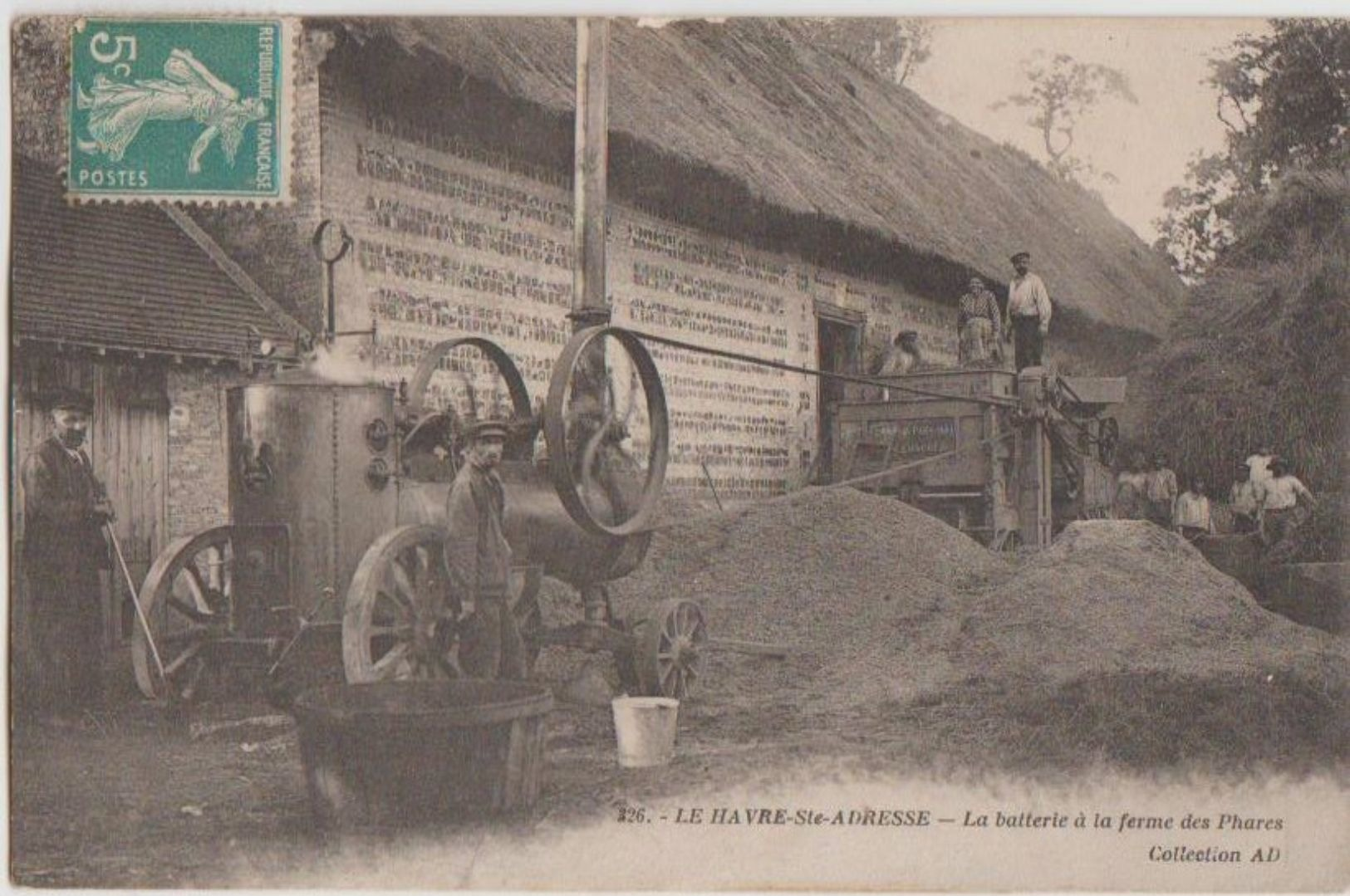 CPA 76 LE HAVRE SAINTE ADRESSE Scène De Battage Batteuse à La Ferme Des Phares Agriculture 1911 - Unclassified