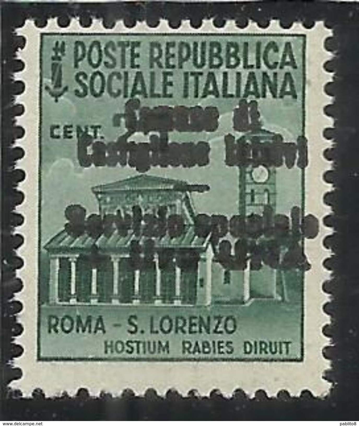 EMISSIONI LOCALI CASTIGLIONE D'INTELVI 1945 MONUMENTI LIRE 1 SU 0.25 CENT. MNH - Local And Autonomous Issues