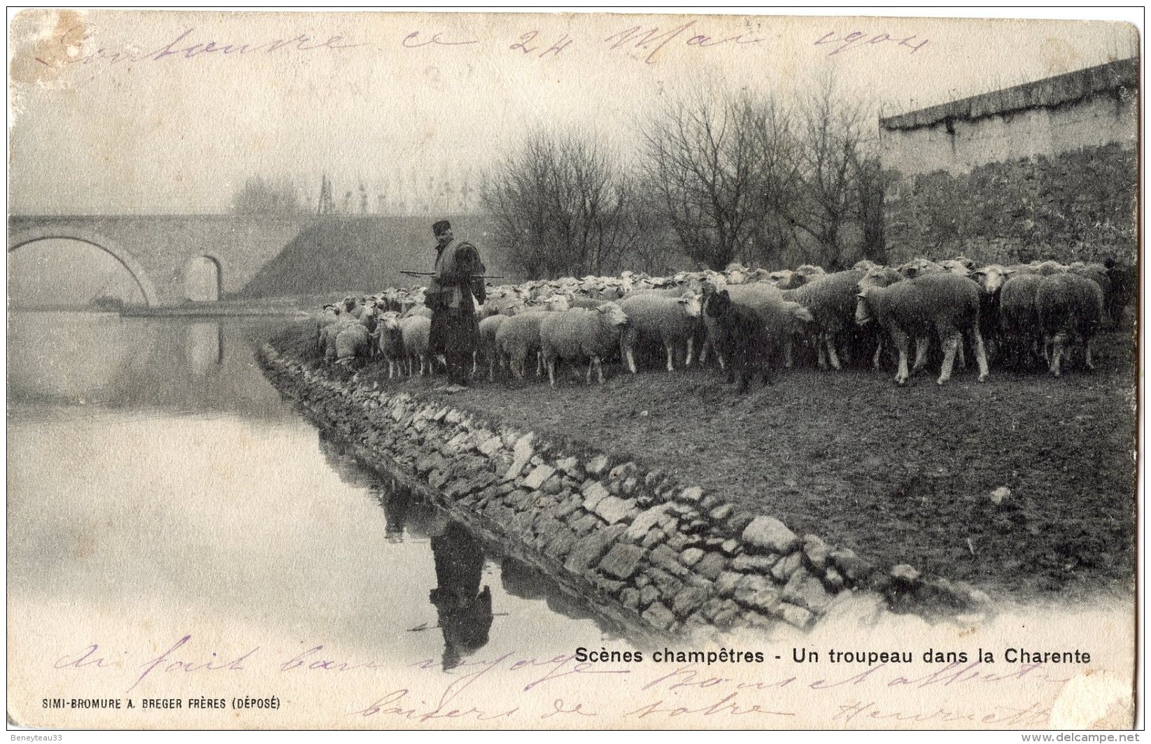 CPA (Réf. P856) Scènes Champêtres - Un Troupeau Dans La Charente (SIMI-BROMURE A. BREGER FRÈRES) - Autres & Non Classés