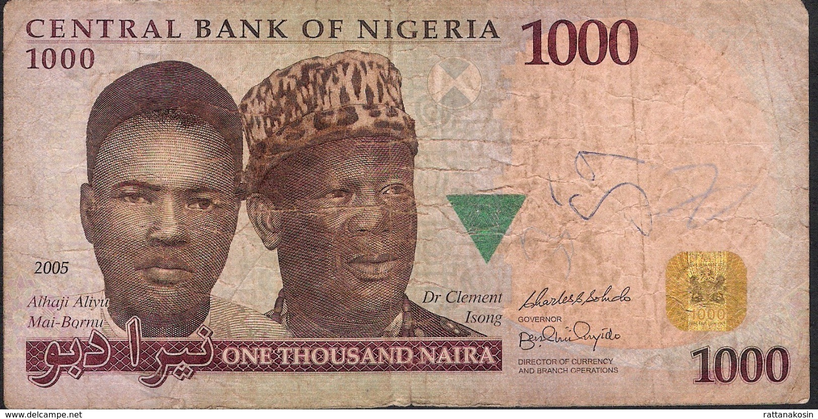 NIGERIA P36a 1000 NAIRA 2005 FIRST DATE FINE Writings - Nigeria