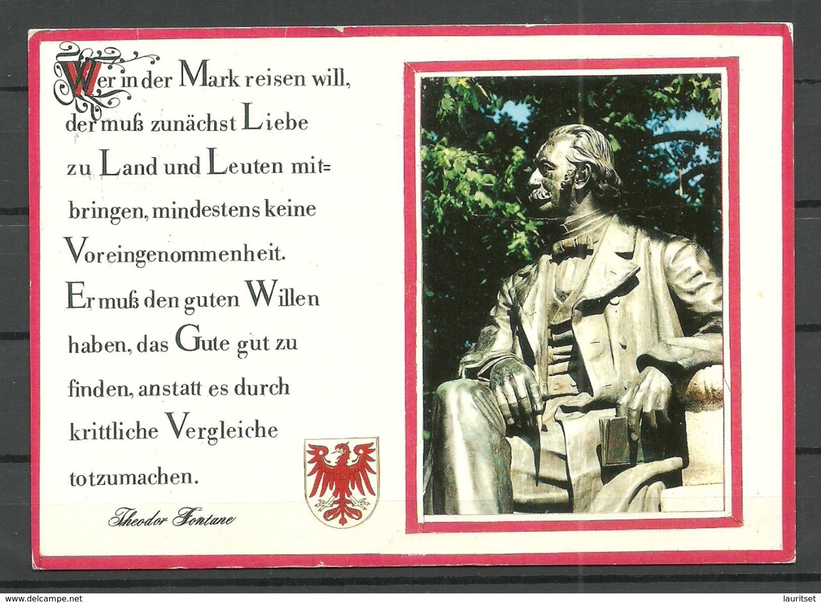 DEUTSCHLAND Ansichtskarte NEURUPPIN Theodor Fontane Gesendet 1998 Mit Briefmarke - Neuruppin