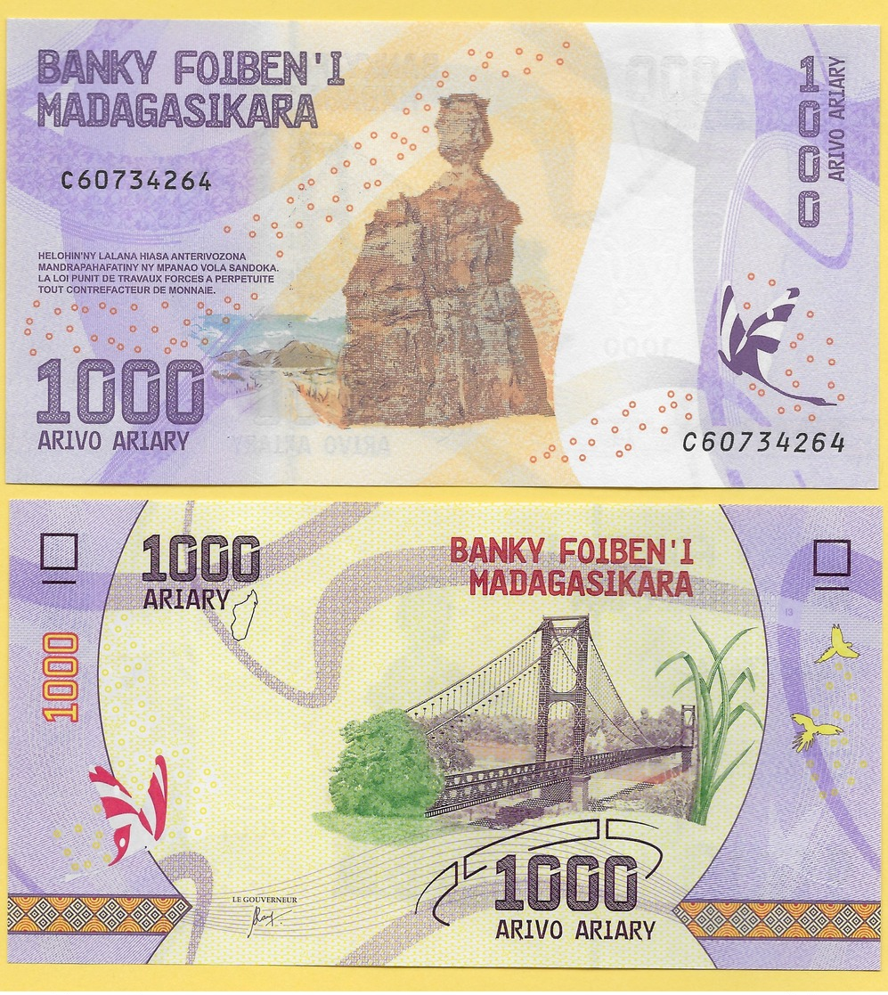 Madagascar 1000 Ariary P-100 2017 UNC - Madagascar