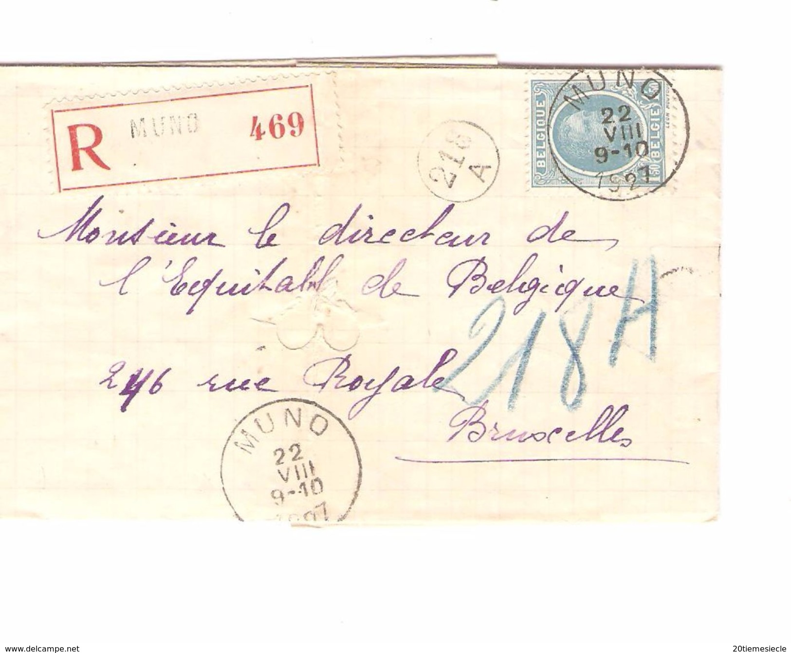 TP 207 Albert Houyoux S/L.recommandée C.Muno 22/8/1927 V.BXL AP1238 - Briefe U. Dokumente